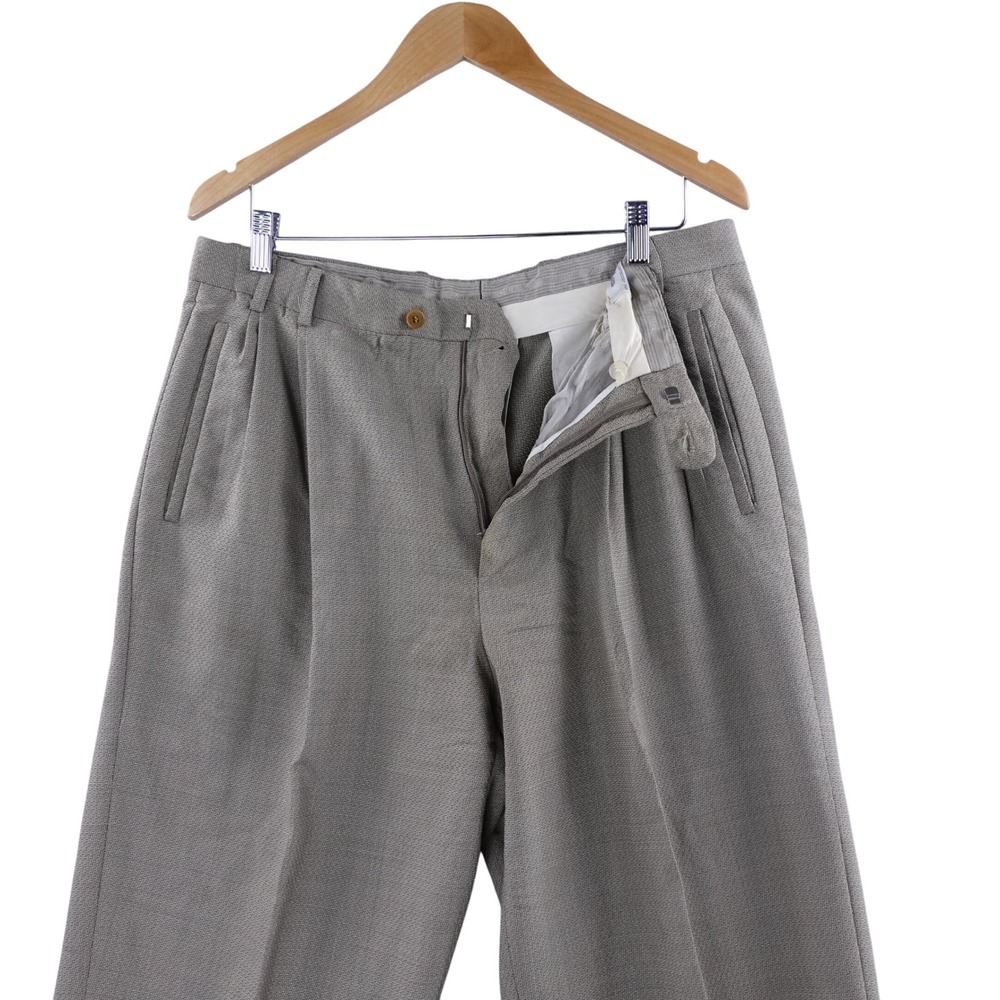 Zanella Neiman Marcus Mens Pleated Dress Pants Brown Size 36x25 Made in Italy